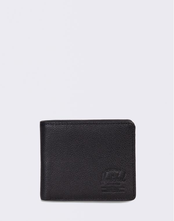 Herschel Supply Roy + Coin XL Leather RFID Black Pebbled Leather