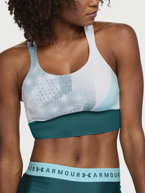 Kompresní podprsenka Under Armour Breathelux Perf Mid-Print Bílá
