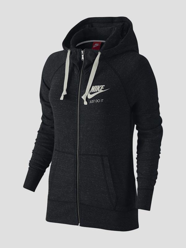 Mikina Nike GYM VINTAGE FZ HOODIE Černá