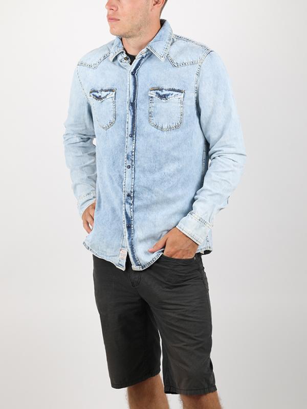 Košile Alcott LONG SLEEVES DENIM SHIRT WESTERN CARRÈ Modrá