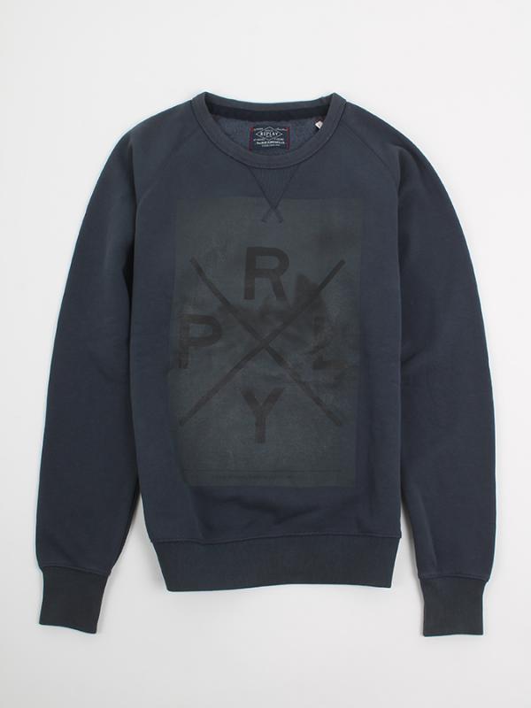 Mikina Replay ENZIME WASHED BRUSHED FLEECE Modrá