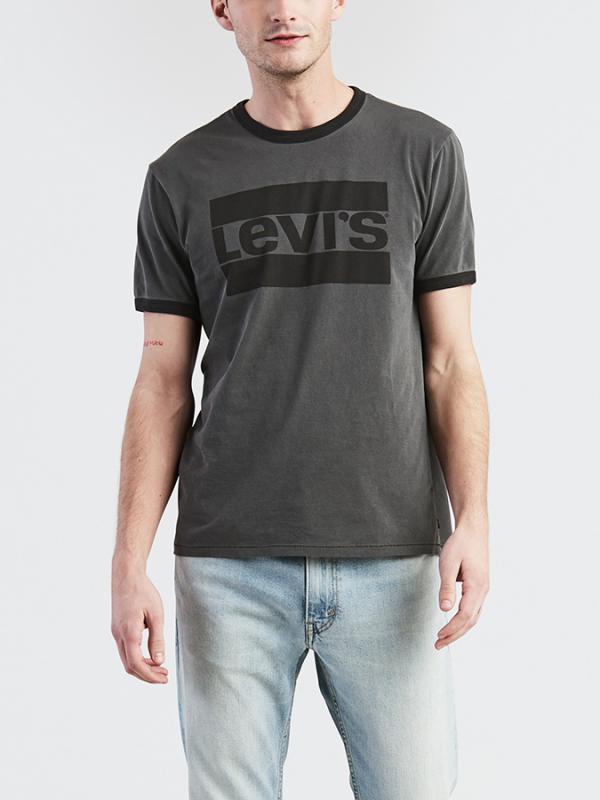 Tričko LEVI'S SS Ringer Tee Sportswear Logo Černá