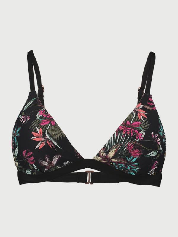Svršek plavek O´Neill PW PRINT MOLDED TRIANGLE TOP Černá