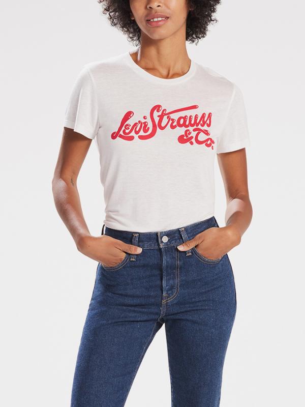 Tričko LEVI'S The Perfect Tee Bubble Wordmark Cloud Bílá