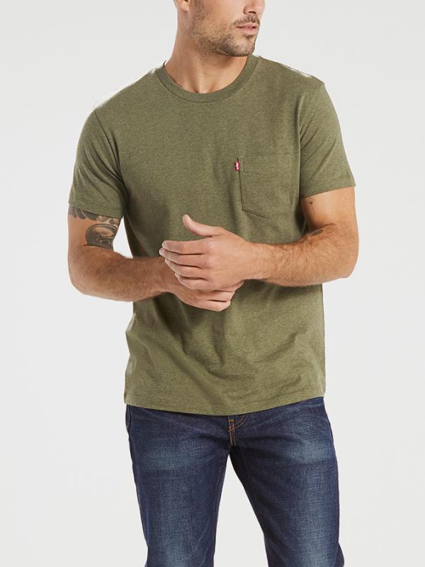 Tričko LEVI'S SS Setin Sunset Pocket Sea MoSS Heather Zelená