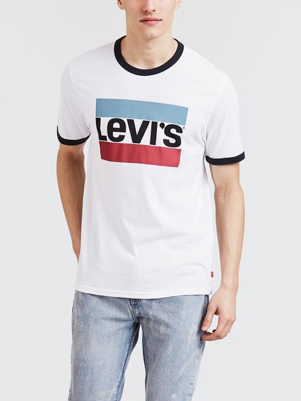 Tričko LEVI'S SS Ringer Tee Sportswear Logo Bílá