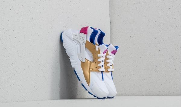 Nike Huarache Run (GS) White/ Metallic Gold/ Racer Blue