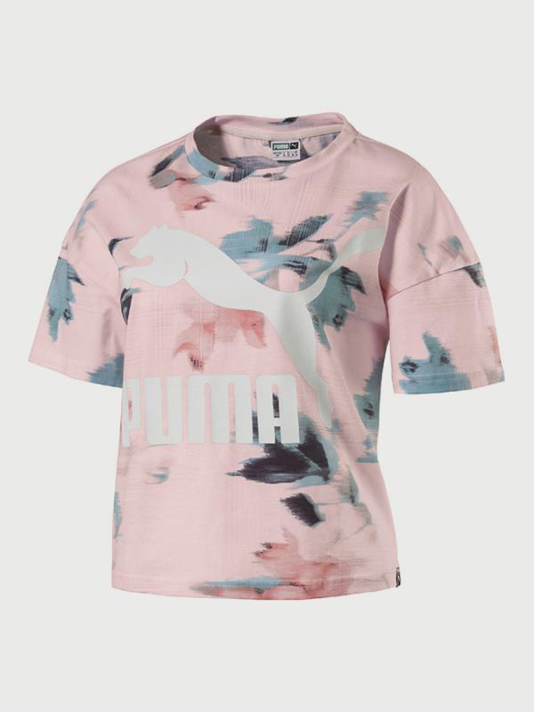 Tričko Puma Classics Logo Tee AOP Béžová