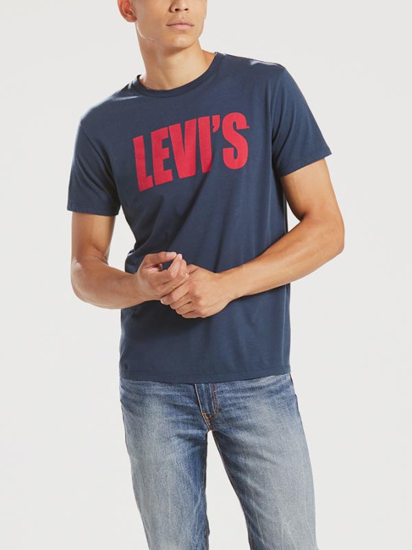Tričko LEVI'S Graphic Setin Neck 2 Skewed Logo Dress Modrá