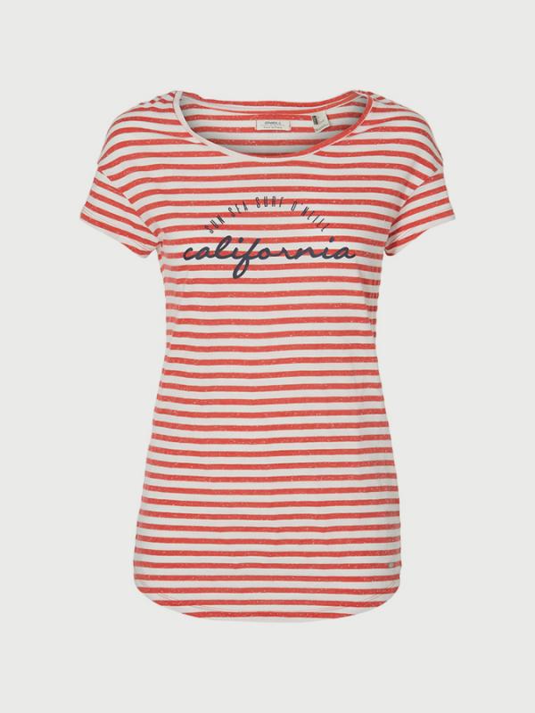 Tričko O´Neill Lw Stripe Script T-Shirt Červená