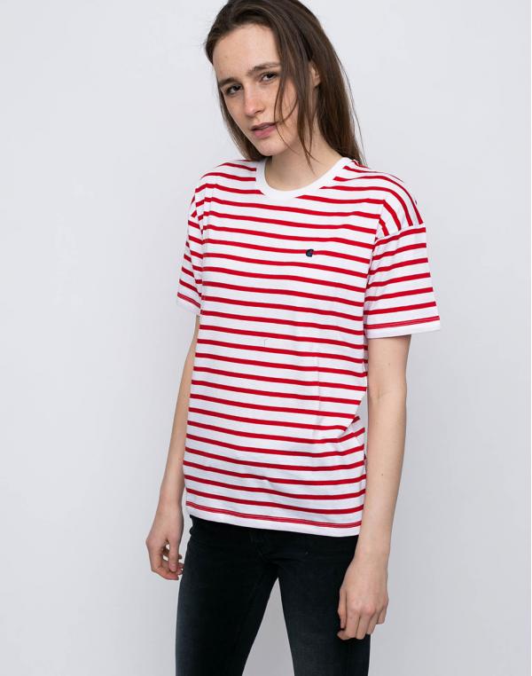 Carhartt WIP Robie Robie Stripe, White / Goji / Navy L