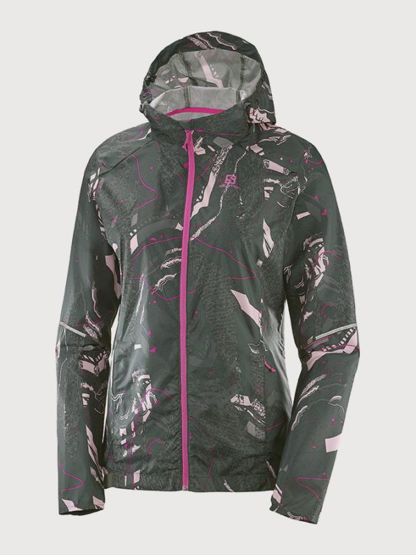 Bunda Salomon Agile Wind Print Hoodie W Černá