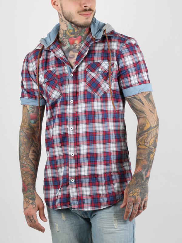 Košile Alcott HOODY SHORT SLEEVE WITH CHECKS Červená