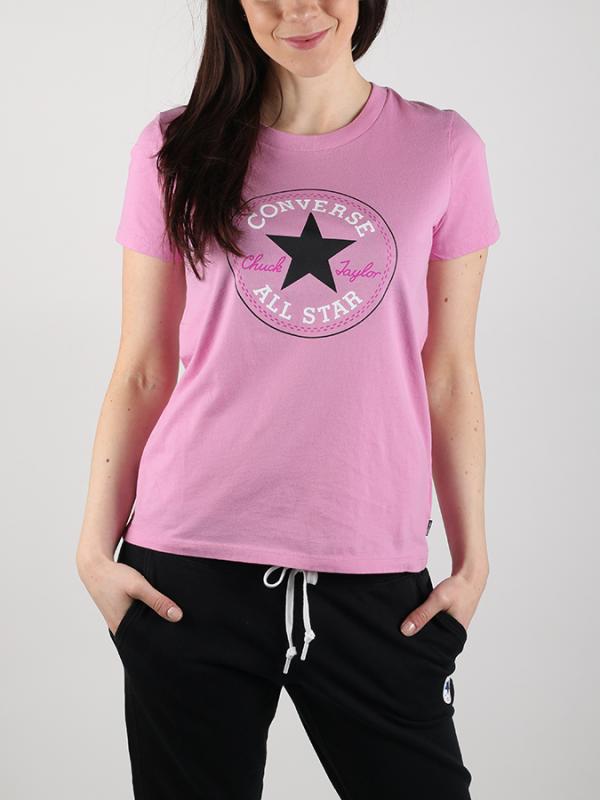 Tričko Converse Core Solid Chuck Patch Crew Růžová