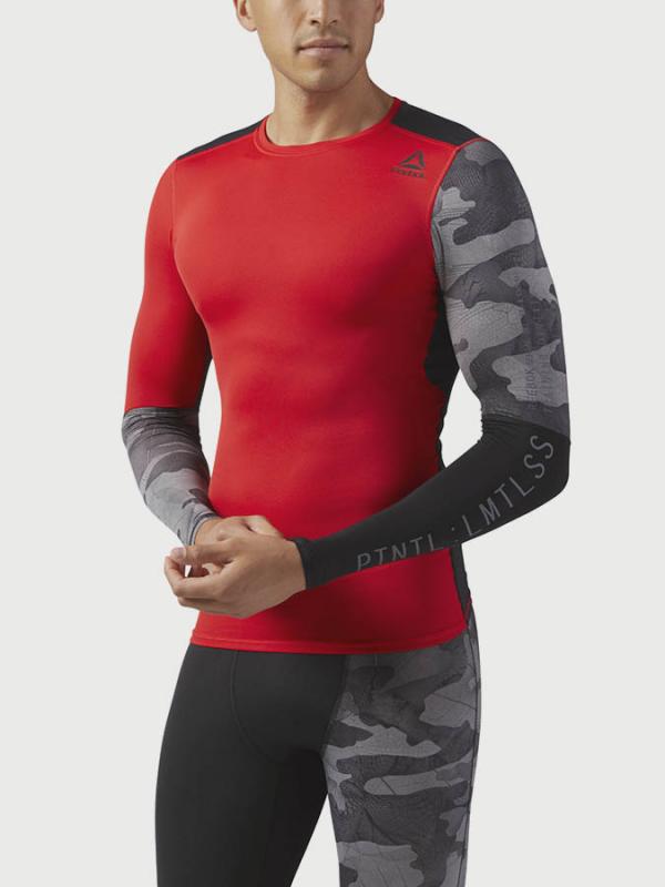 Kompresní tričko Reebok Ac Graphic Ls Comp Tee Červená