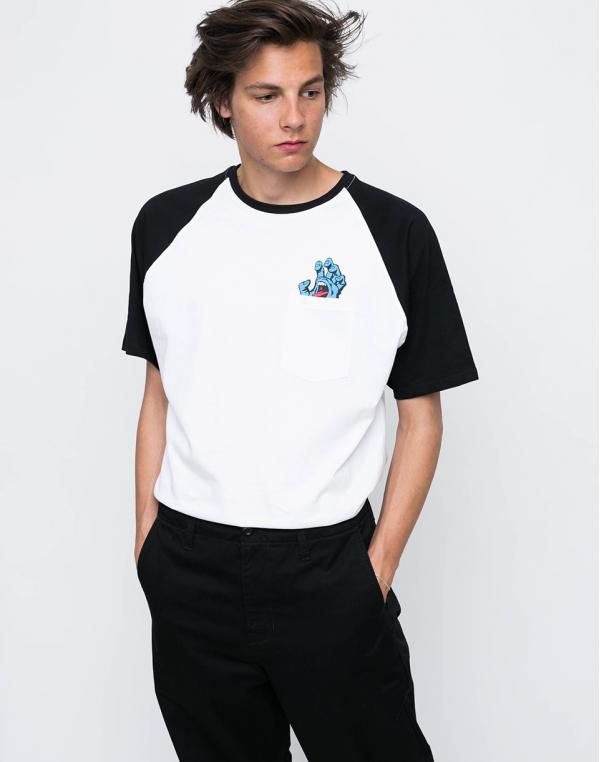 Santa Cruz Screaming Pocket Raglan BLACK/WHITE S