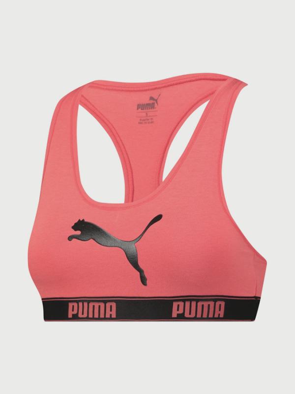 Podprsenka Puma Racer Back Bra With Cat Logo 1P Růžová