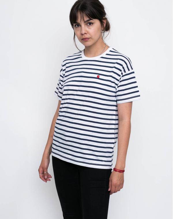 Carhartt WIP Robie Robie Stripe, White / Blue / Goji L