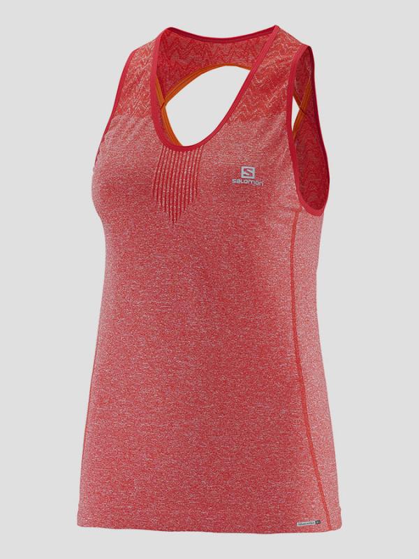 Tílko Salomon ELEVATE SEAMLESS TANK W INFRARED Červená