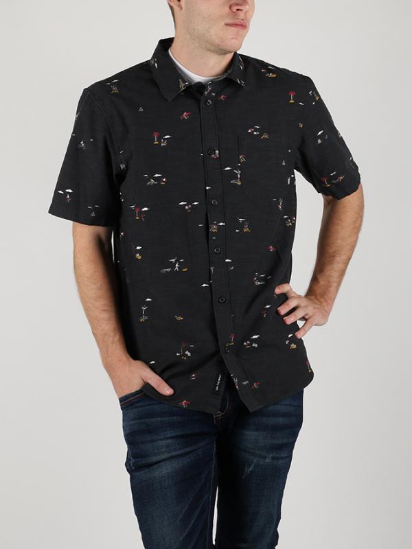 Košile Vans Mn Tres Palmas Ss Black Tres P Černá