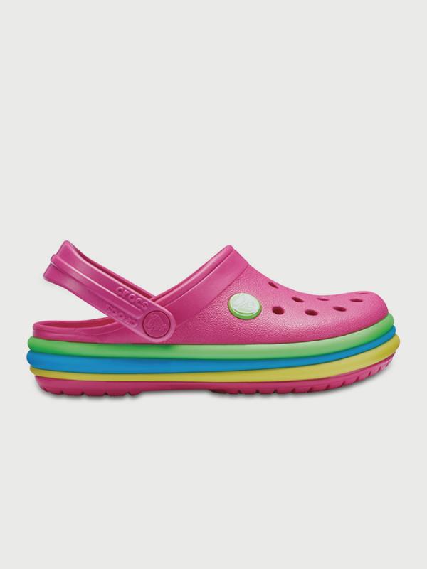 Pantofle Crocs CB Rainbow Band Clog Růžová
