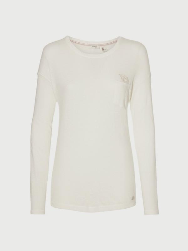 Tričko O´Neill Lw Scooped Hem L/Slv T-Shirt Bílá