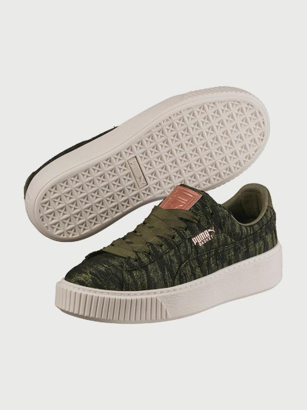 Boty Puma Basket Platform Vr Wn S Olive Zelená