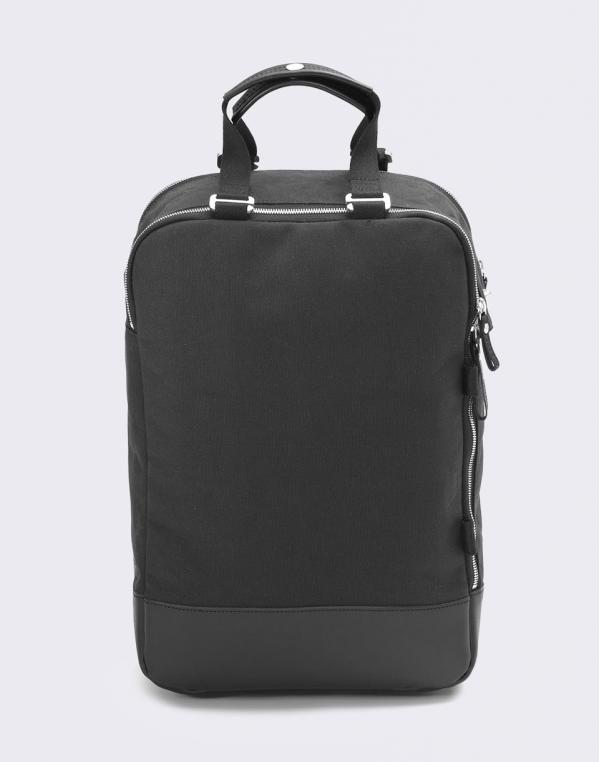 Qwstion Daypack Black Leather Canvas