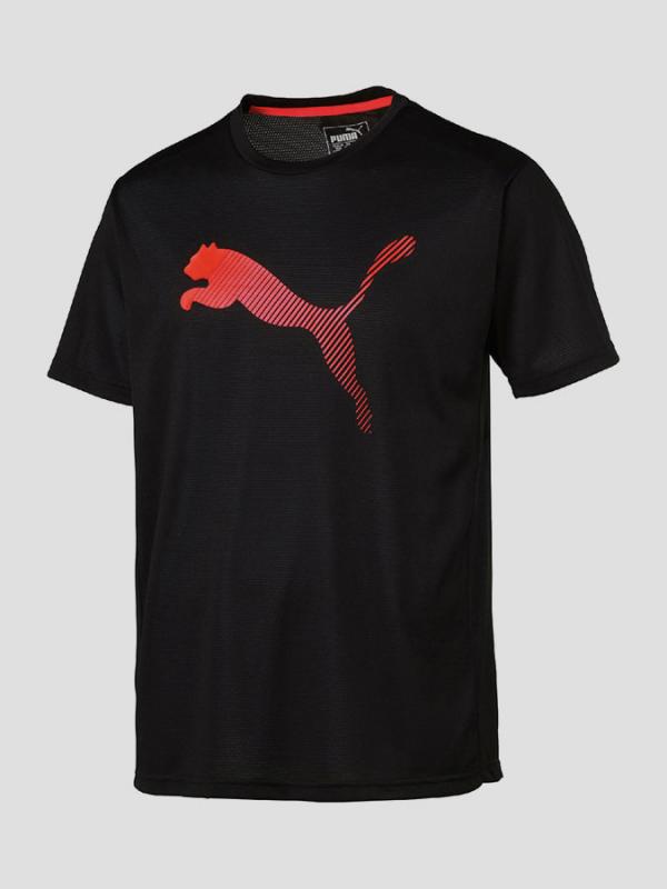 Tričko Puma VENT CAT TEE Black-Red Blast Černá