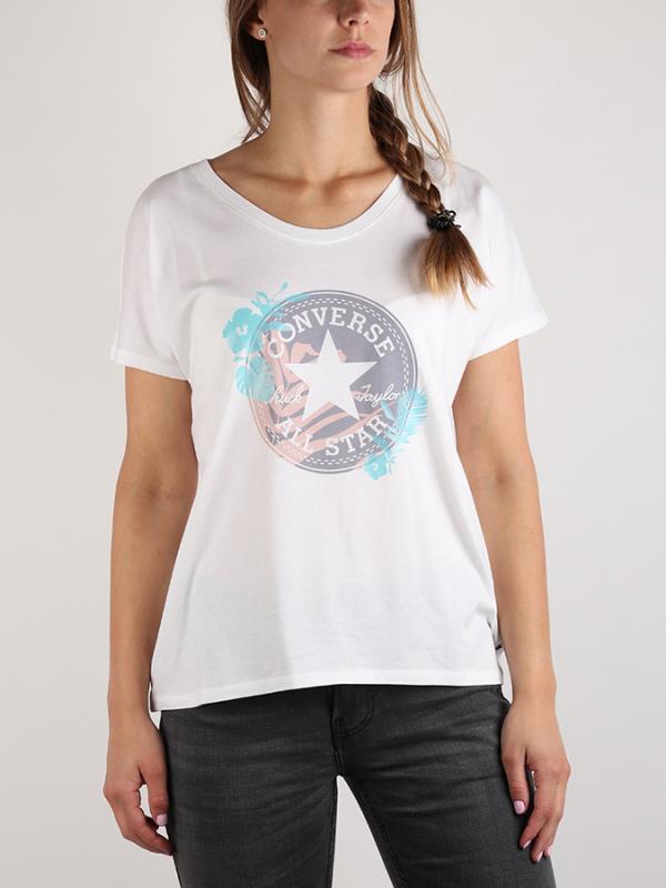 Tričko Converse W Palm Print CP Fill Femme Tee Bílá