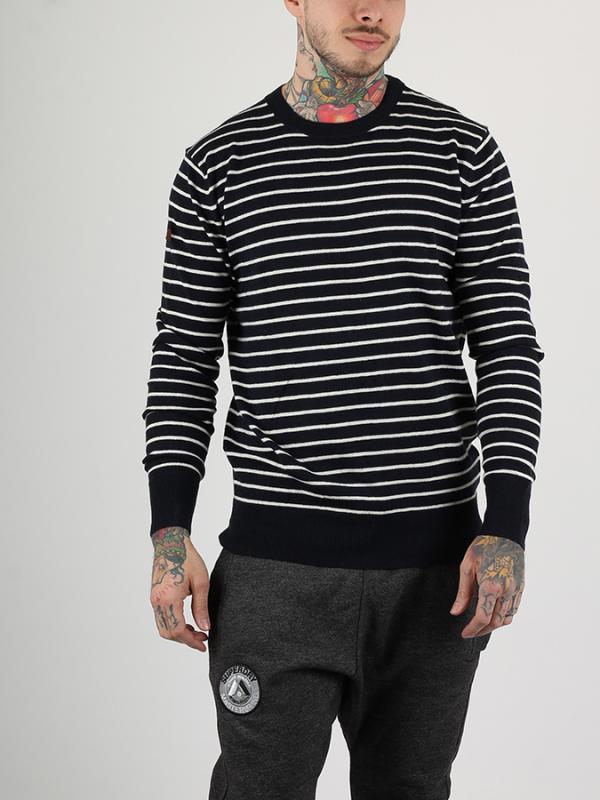 Svetr Superdry ORANGE LABEL STRIPE CREW Černá