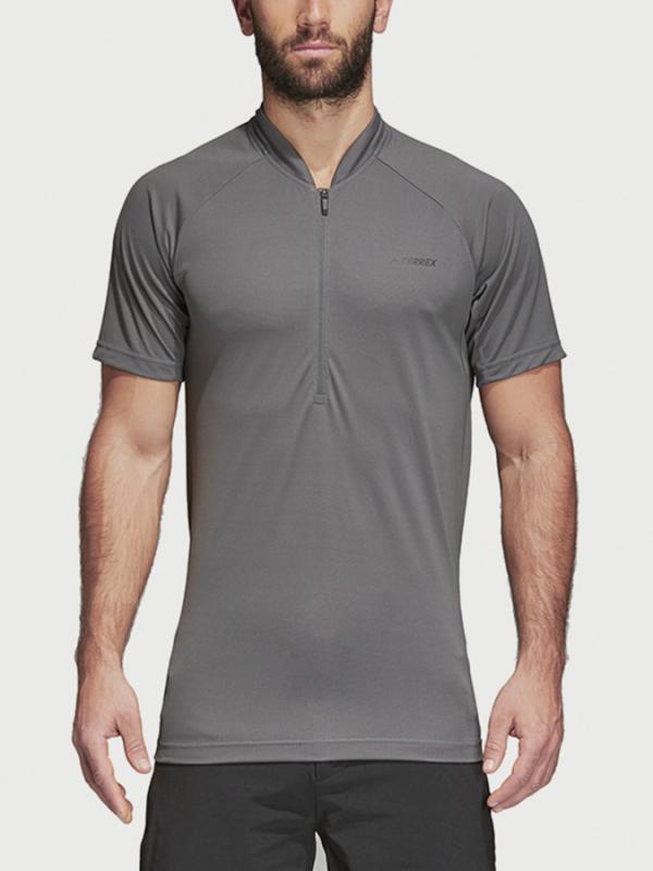 Tričko adidas Performance 1/2 Zip Tee Šedá