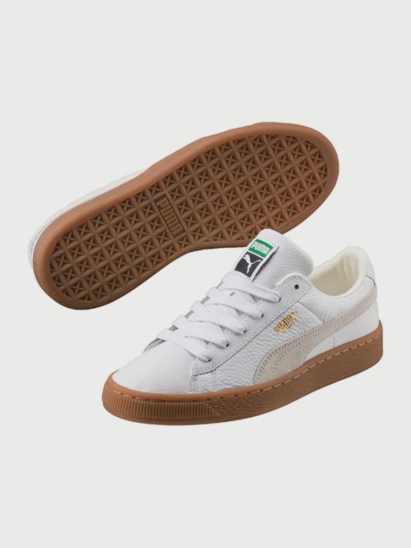 Boty Puma Basket Classic Gum Deluxe Jr Bílá