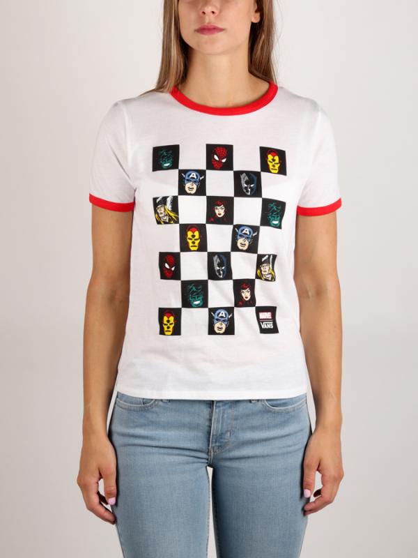 Tričko Vans WM (Marvel) Avengers Ringer T-Shirt White/Racing red Bílá