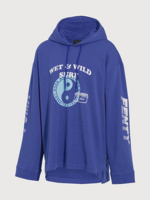 Mikina Puma LS HOODIE GATHERED Modrá
