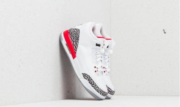 Air Jordan 3 Retro BG White/ Fire Red-Cement Grey
