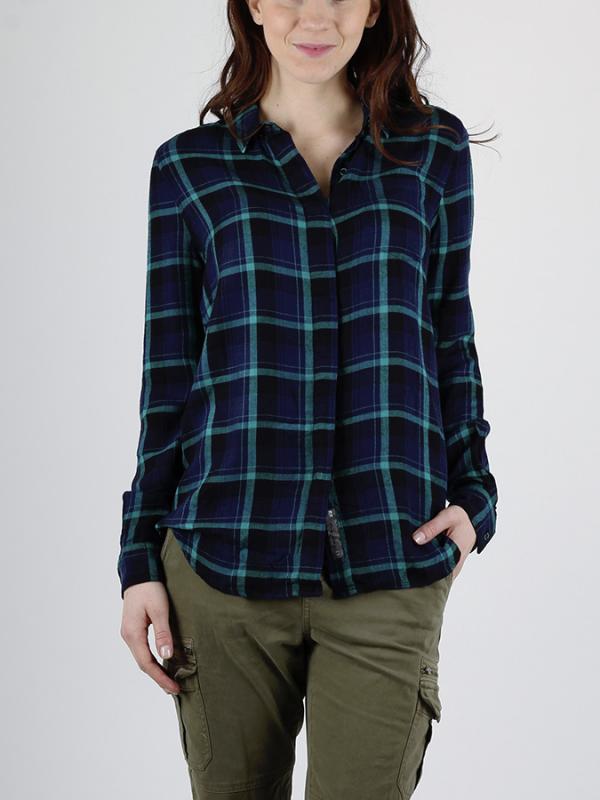 Košile Superdry SUPERSIZED CHECKED SHIRT Modrá