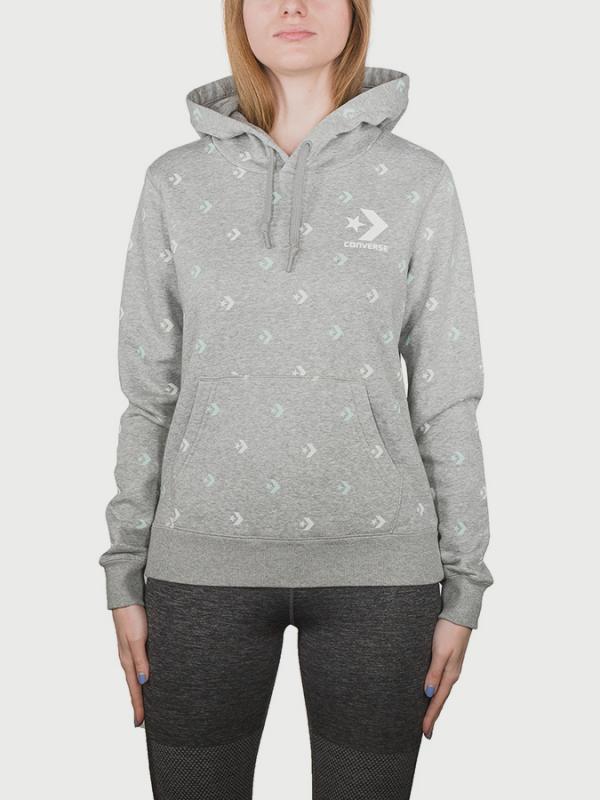 Mikina Converse Star Chevron Print Popover Hoodie Šedá