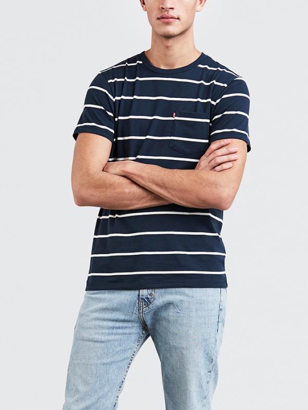 Tričko LEVI'S SS Classic Pocket Tee Brick Stripe Dres Modrá