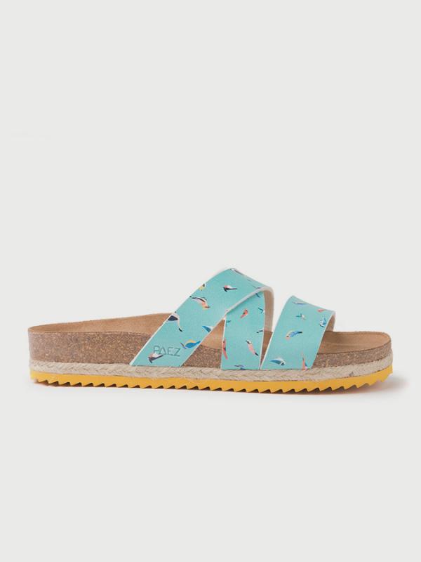 Pantofle Paez Bio Cross Sandal - Prints Turquoise Modrá
