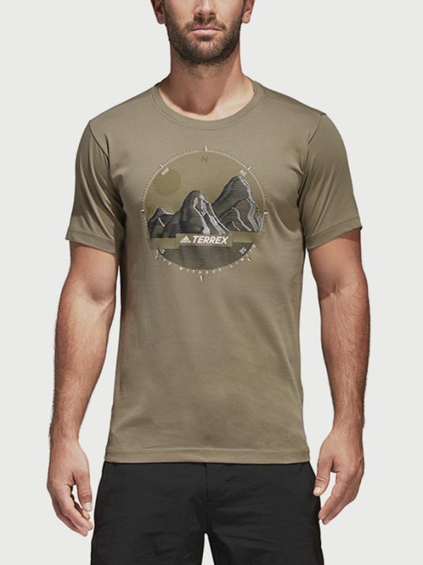 Tričko adidas Performance M Compass Tee Hnědá