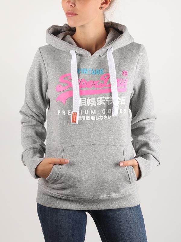 Mikina Superdry Premium Goods Tri Hood Šedá