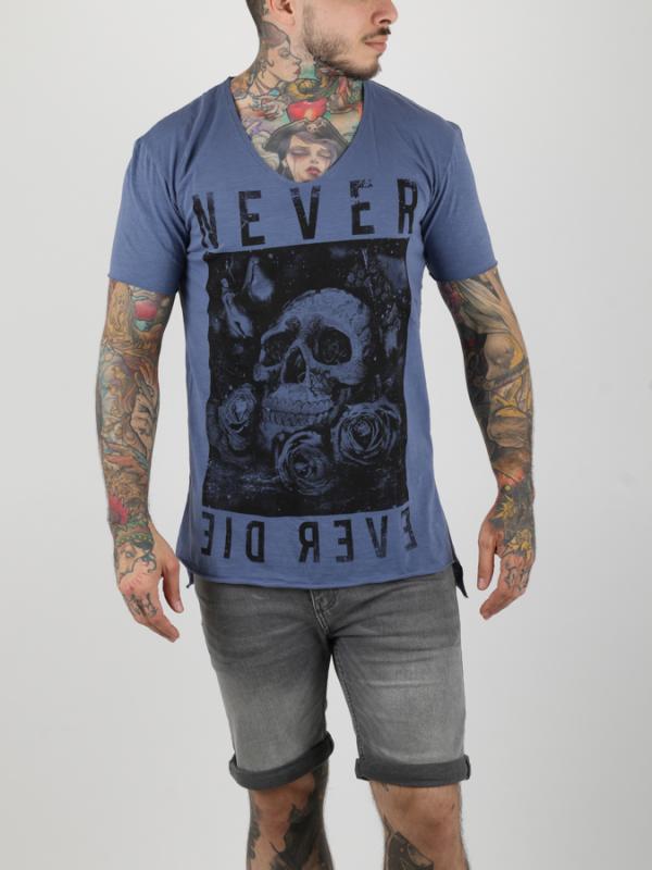 Tričko Alcott SCOLLO V CON STAMPA ACID WASH Barevná