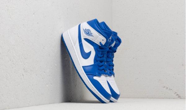 Air Jordan 1 Mid White/ Hyper-Royal-White