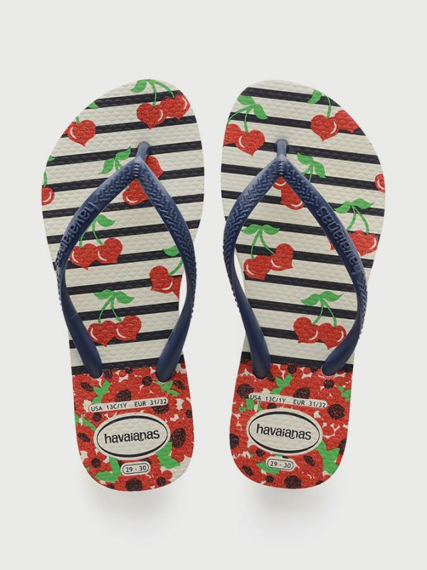 Žabky Havaianas Kids Slim Fashion White/Navy Blue Barevná