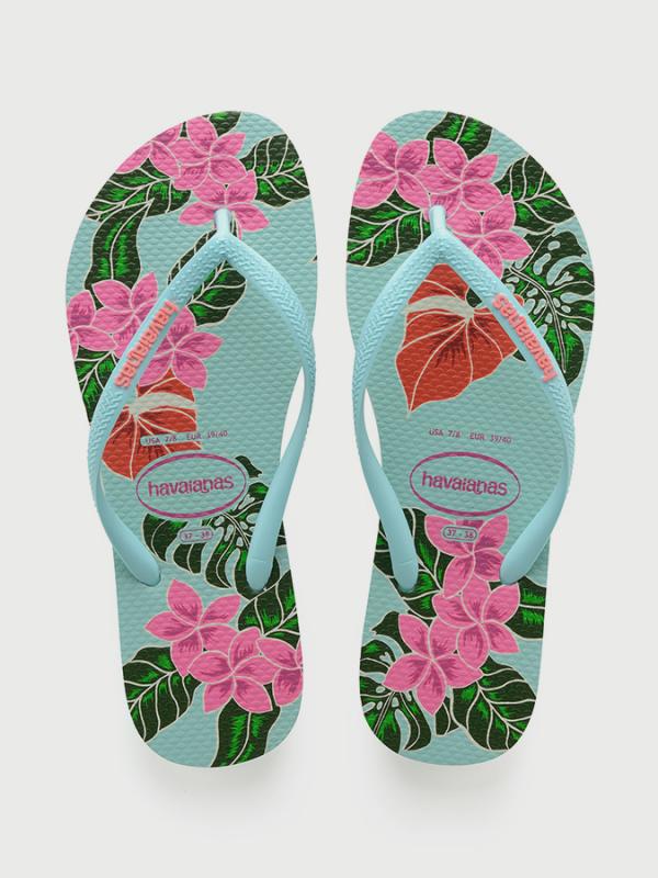 Žabky Havaianas Slim Floral Ice Blue Barevná
