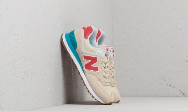 New Balance 574 Beige/ Blue/ Red