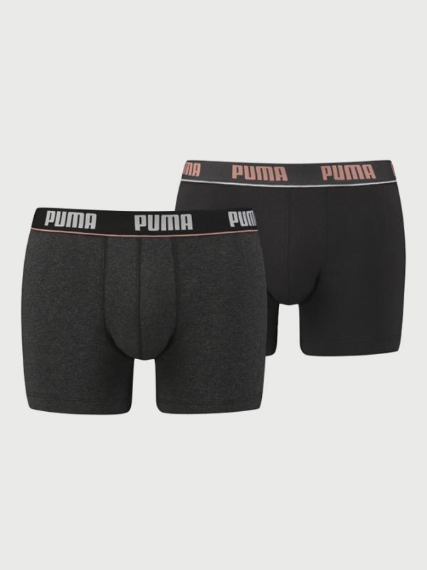 Boxerky Puma Basic Stripe Elastic Boxer 2 Pack Černá