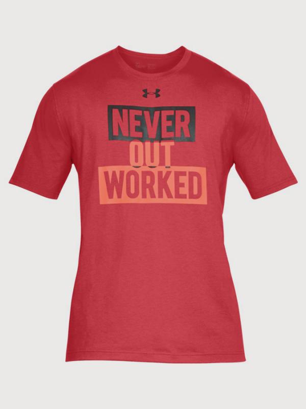 Tričko Under Armour Never Out Worked SS Červená