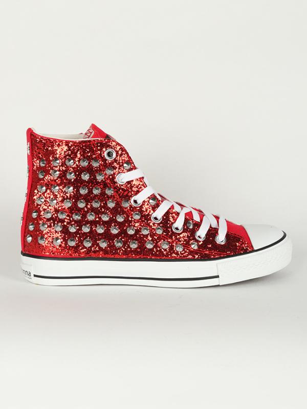 Boty Primadonna Calzatura Sneakers Glitter Ross Červená